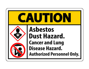 Caution Safety Label,Asbestos Dust Hazard, Cancer And Lung Disease Hazard Authorized Personnel Only