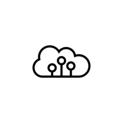 Network, Cloud, Internet in outline style on white background