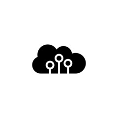 Network, Cloud, Internet in black flat design on white background