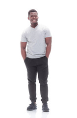 Fototapeta premium handsome athletic guy in a white t-shirt.