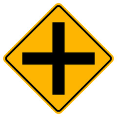 Warning signs Crossroads on white background