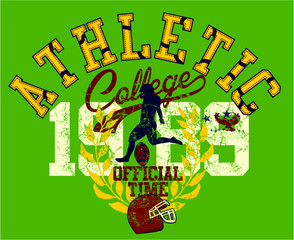 American football Athletic College sports print and embroidery graphic design vector art