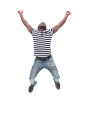 very happy guy in casual clothes . isolated on white