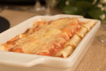 Italian pasta with table set