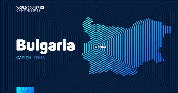 Abstract map of Bulgaria with hexagon lines