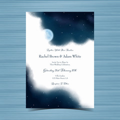 abstract wedding invitation card with gorgeous starry night