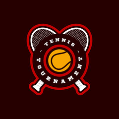 Tennis vector modern professional sport typography logotype in retro style. Vector design emblem, badge and sporty template logo design