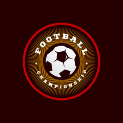 Football or soccer Modern professional sport Typography in retro style. Vector design emblem, badge and sporty template logo design