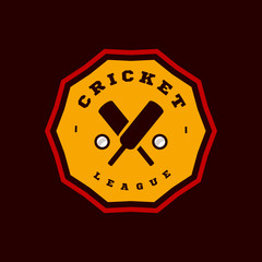 Modern professional Typography cricket sport super hero style vector emblem and template logo design with ball. Funny greetings for clothes, card, badge, icon, postcard, banner, tag, stickers, print.