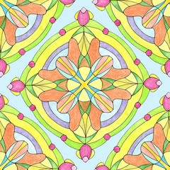 Square mandala sacred geometry with double cross