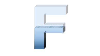 3D ENGLISH ALPHABET OF HALF FULL OF WATER FISHBOWL CUP : F