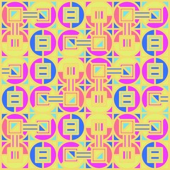 Beautiful of Colorful Circle and Square, Reapeated, Abstract, Illustrator Pattern Wallpaper. Image for Printing on Paper, Wallpaper or Background, Covers, Fabrics