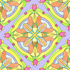 Square mandala sacred geometry with double cross