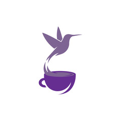 Cup of coffee with bird. Logo icon vector.
