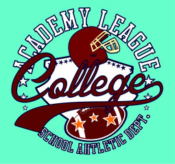 American football Athletic College sports print and embroidery graphic design vector art