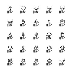 Set of I Hope, Dream, Purpose, Imagination outline style icon - vector