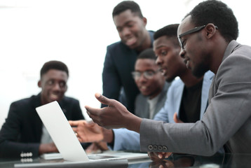 business team conducts a video conference at the workplace