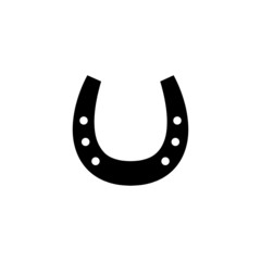 Horseshoe Icon in black flat design on white background