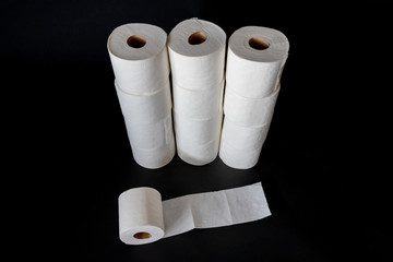 White Toilet Paper Isolated on Black Background