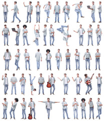 collage of photos of modern stylish guy