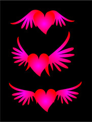 winged heart graphic design vector art