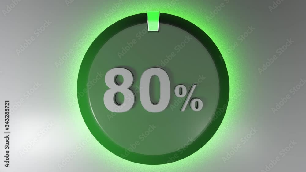 Poster a red circle sign with the write 80% and a rotating cursor - 3d rendering video clip