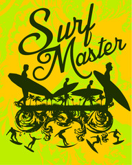 Surf master graphic design vector art