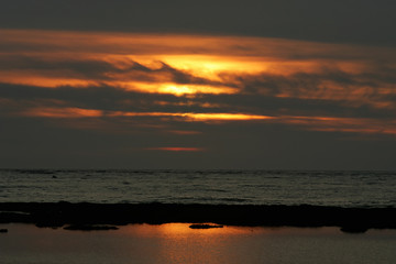 Sunset landscape of the Qianshuiwan Seaside Park