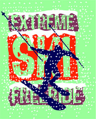 Winter sport ski graphic design vector art