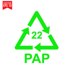 Plastic recycling symbol PAP 22, Wrapping Plastic, Label. Packing Sign for Food.Vector Design