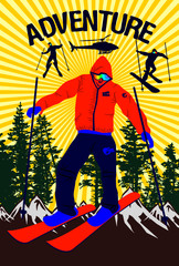 Ski and snowboard sports graphic design vector art