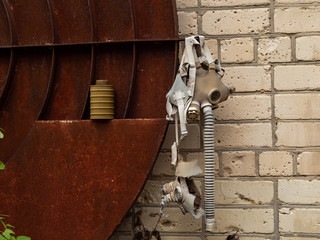 Left over gas mask used during the liquidation of the effects of the Chernobyl disaster. Chernobyl,...