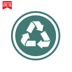 recycling symbol with garbage Icon symbol Flat vector illustration for graphic and web design.