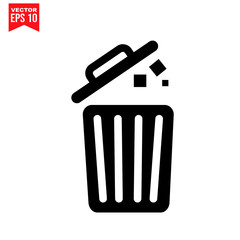 recycling symbol with garbage Icon symbol Flat vector illustration for graphic and web design.