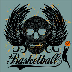 Basketball sports print embroidery graphic design vector art