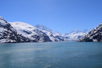Fototapeta na wymiar A sunny day in Glacier bay, Alaska