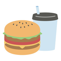 ハンバーガーとドリンク