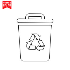 recycling symbol with garbage Icon symbol Flat vector illustration for graphic and web design.