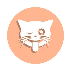 Stuck out tongue winking eye cat badge icon. Simple glyph, flat vector of cat smile icons for ui and ux, website or mobile application