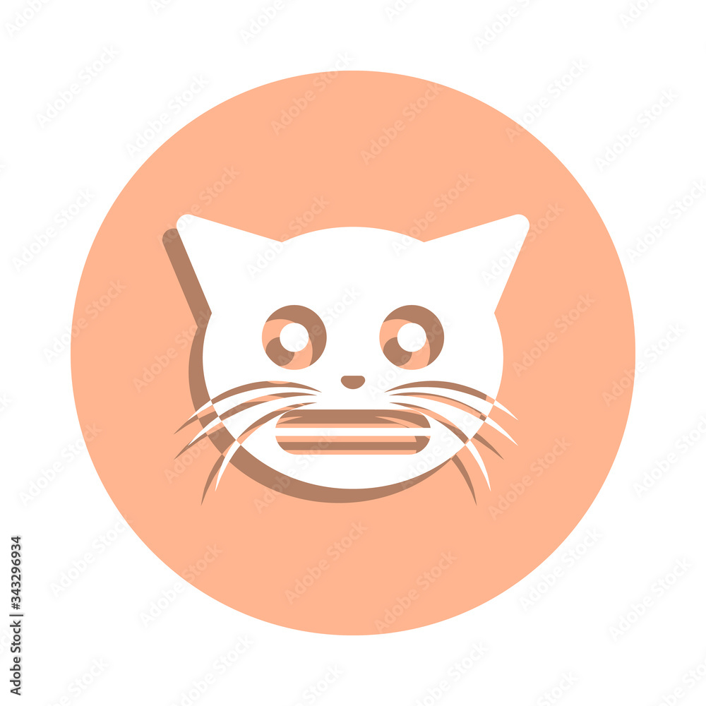 Poster grin cat badge icon. simple glyph, flat vector of cat smile icons for ui and ux, website or mobile a