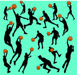 Basketball sports print embroidery graphic design vector art