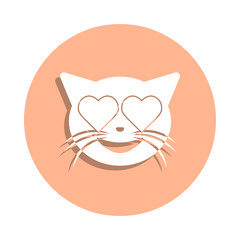 Enamored cat badge icon. Simple glyph, flat vector of cat smile icons for ui and ux, website or mobile application