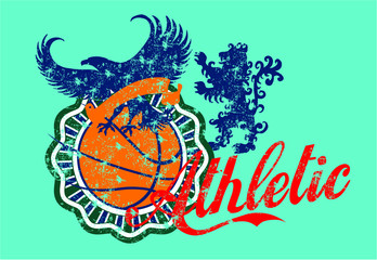 Basketball sports print embroidery graphic design vector art