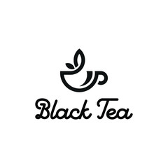 Tea and cup logo design vector