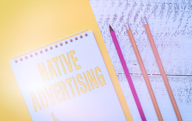 Handwriting text Native Advertising. Conceptual photo Online Paid Ads Match the Form Function of...