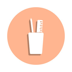 Pencil case badge icon. Simple glyph, flat vector of university life icons for ui and ux, website or mobile application