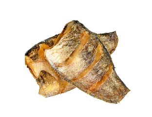 Fried Gourami fish isolated on white background