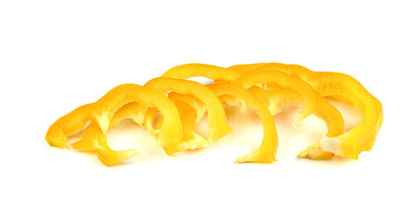 Yellow slice sweet bell pepper isolated on white background