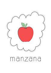 spanish word beginning with m, apple drawing