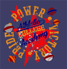 College Athletic Academy sports graphic design vector art